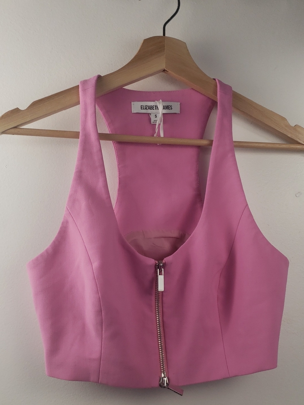 Elizabeth and James Hot Pink Zip-Front Crop Top Size Small Nwot